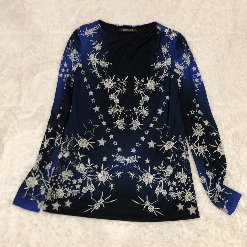 Roberto Cavali Flowers and Stars black and blue
